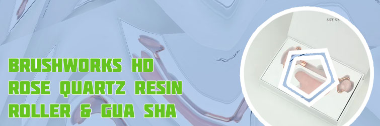 Brushworks hd rose quartz resin roller & gua sha