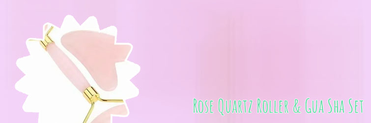 Rose quartz facial roller & gua sha set